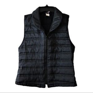 Black/Dark Green sleeveless parka jacket vest